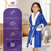 Rangoli Tonal 100% Cotton  Hooded Kids Bathrobe 400 GSM for Gils and Boys